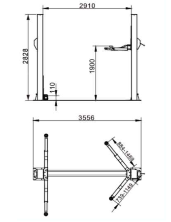 Автомобильный подъемник двухстоечный гидравлический TD-4000R